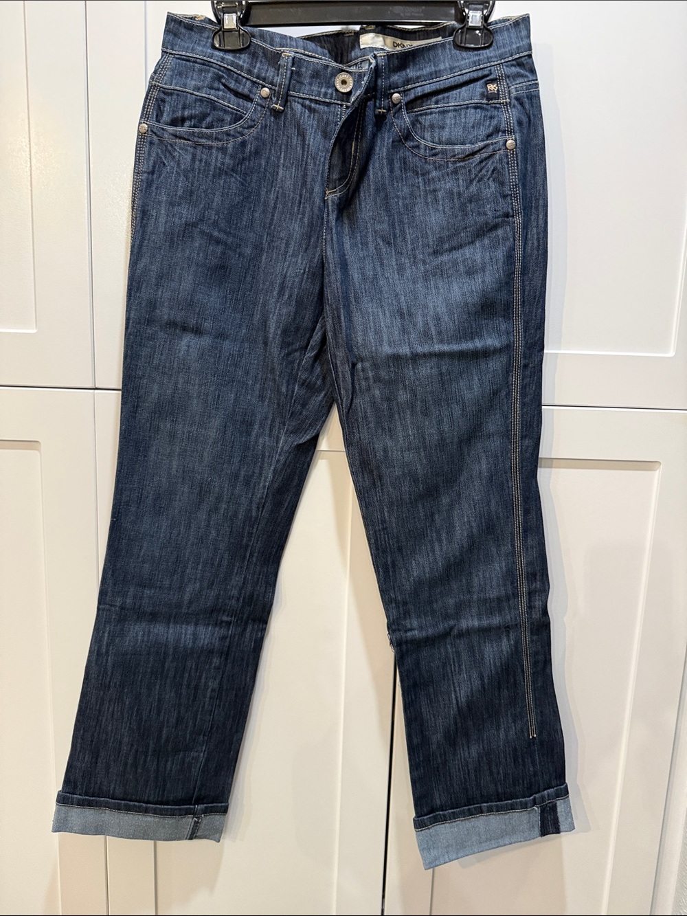 DKNY Dark Blue Cropped Straight-Leg Jeans